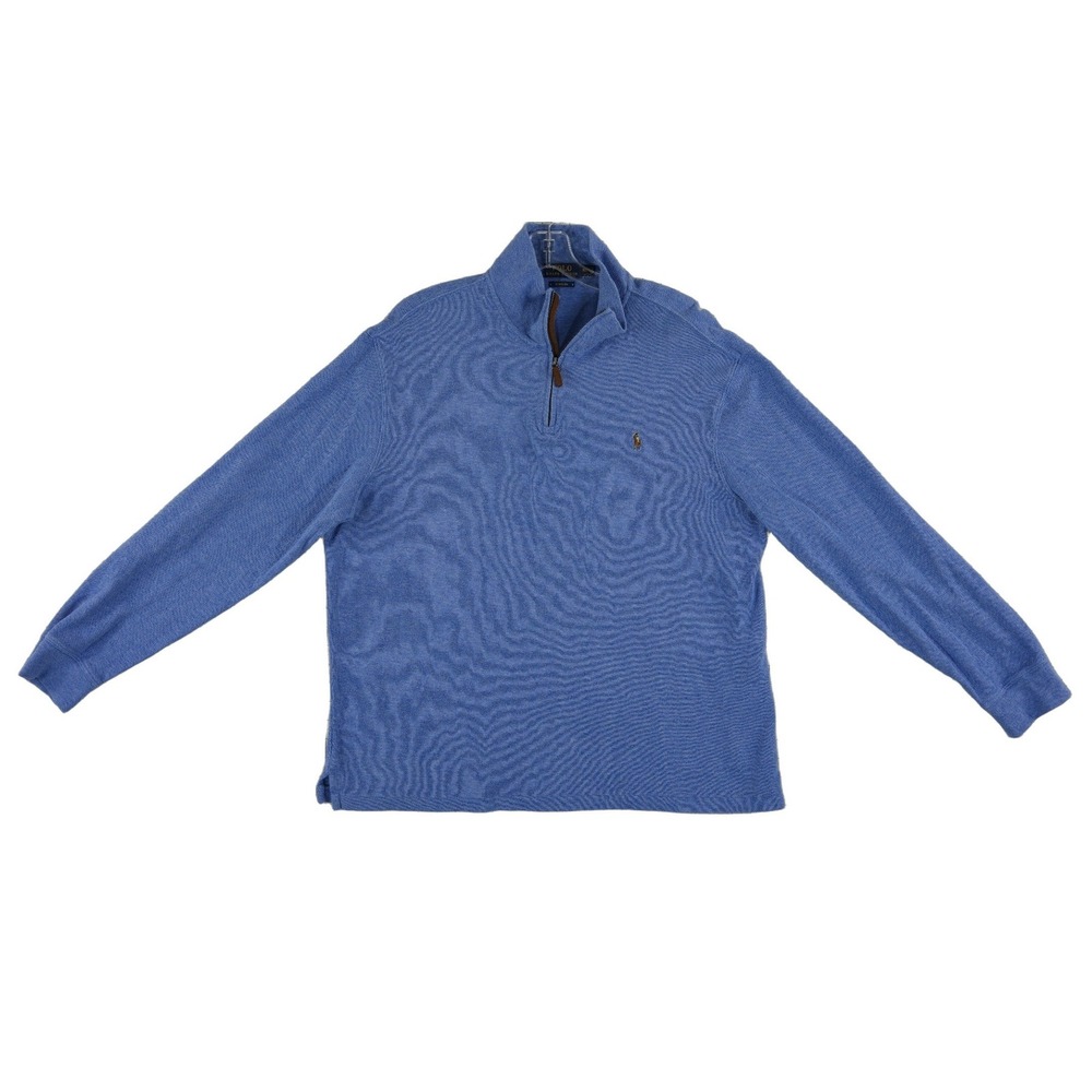 Polo Ralph Lauren Estate Rib‎ Quarter Zip Men's Size XL Blue 100% Cotton